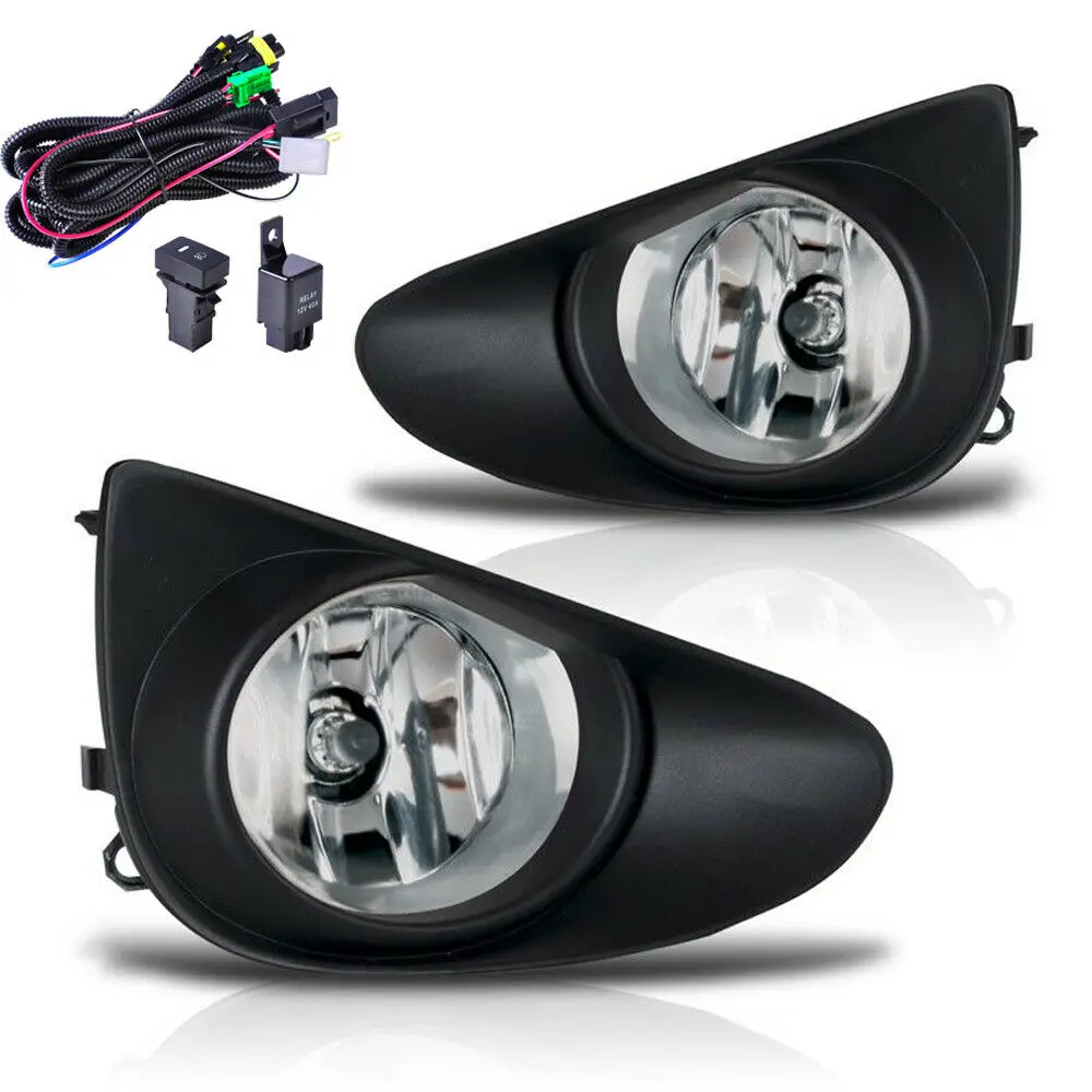 

For Toyota Yaris Sedan 4D 2007-2012 Pair Front Clear Fog Lights Wiring Harnes