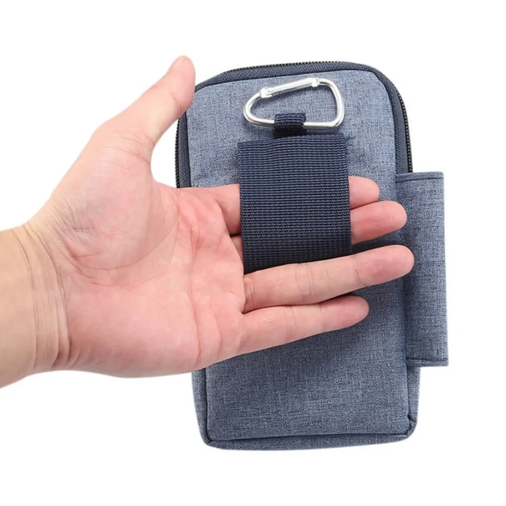 Lightweight nylon fabric slim-style mobile phone bag with a belt for hanging, zipper closure, and functional waist bag
