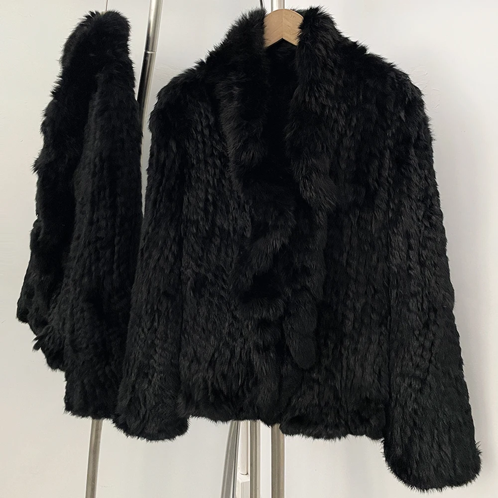 OFTBUY Womens Genuine Fur Jacket Natural Rabbit Fur Coat Winter Luxury Thick Warm Elegant Casual Street Style Outerwear Clothing