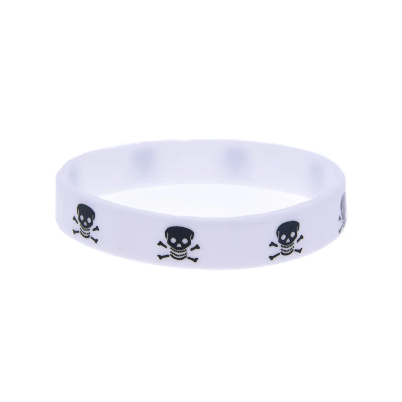 50 Stück Silikon-Armbänder im Street-Hip-Hop-Stil mit Totenkopf-Logo, Konzertgeschenk, Gummi-Armreif, 6 Farben – Detail 4