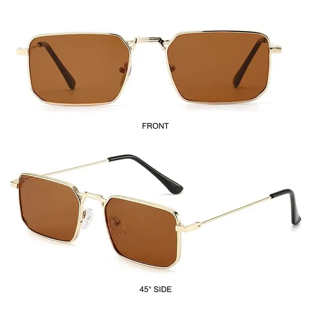 

Vintage UV400 Protection Rectangle Sunglasses Metal Frame Travel Punk Sun Glasses Candy Color Shades for Women & Men