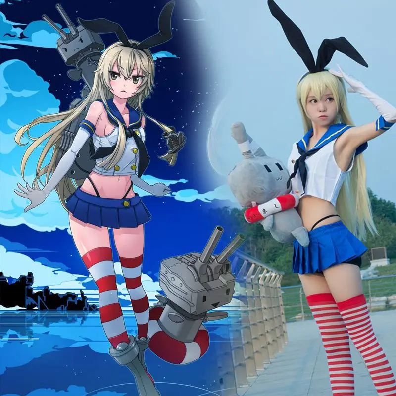 Colección Kantai Kancolle Fleet Kanmusu Shimakaze, disfraz de Cosplay de Anime para niñas, traje de marinero para mujeres, vestido Sexy de verano, conjunto completo