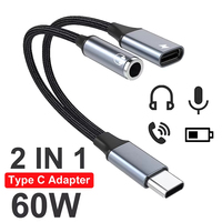 2 In 1 Type USB C To 3.5mm Jack Earphone Charging Cable Converter Type C to 3.5 Audio OTG Adapter for Macbook Air Samsung Huawei