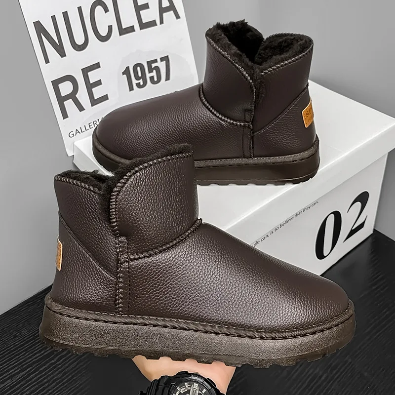 Snow boots men women winter warm piled and thickened couple cotton shoes waterproof fur integrated short cotton boots men women