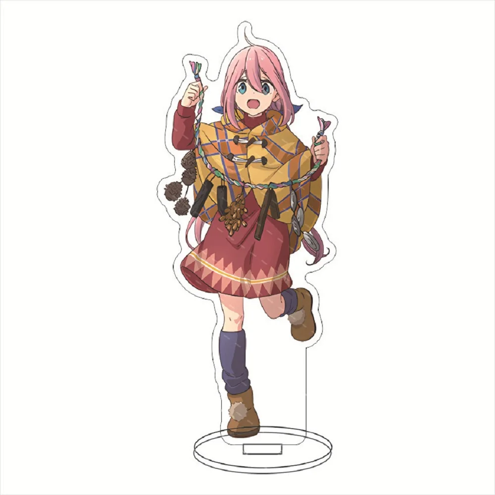 15cm  Anime Laid-Back Camp YuruCamp Stand Model Plate Collection Shima Rin Kagamihara Nadeshiko Inuyama Aoi Figures Standee Gift