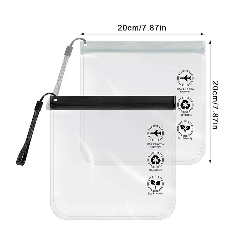 حقيبة شفافة للاستخدام أثناء السفر ومضادة للتسرب ومضادة للماء للنساء، حقيبة أدوات الزينة الآمنة في المطار قابلة لإعادة الاستخدام