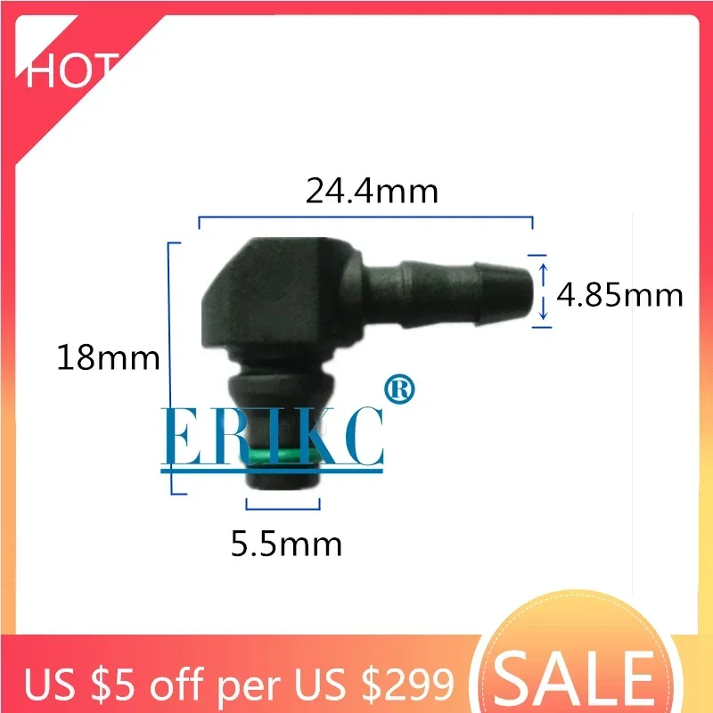 ERIKC Two-way Joint Pipe Diesel CR Parts Fuel Injector Assy Return Oil Backflow Plastic for Bosch 110 Series