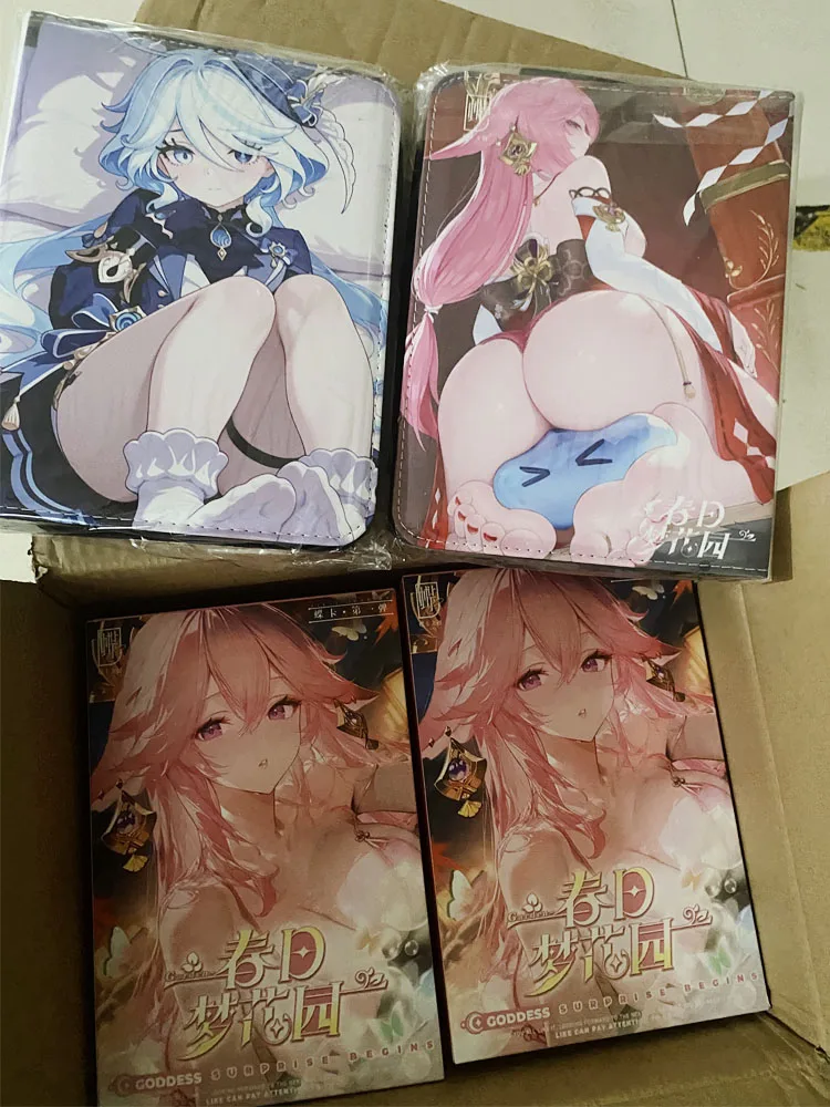 Primavera sueño jardín A5 diosa historia colección tarjetas Anime mujer plomo Rem Kafka Bikini picante seda negra Sexy Doujin juguete para regalo