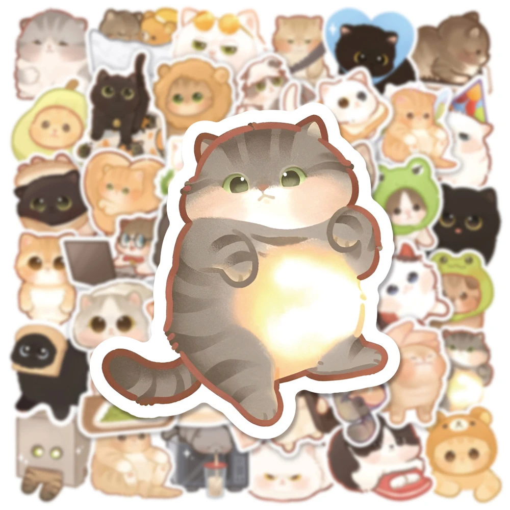 10/30/50/100PCS Cute Cat Stickers Notebook Stationary Scrapbook Laptop Phone Guitar Kawaii Animal Decal for Kids DIY Toy Gifts