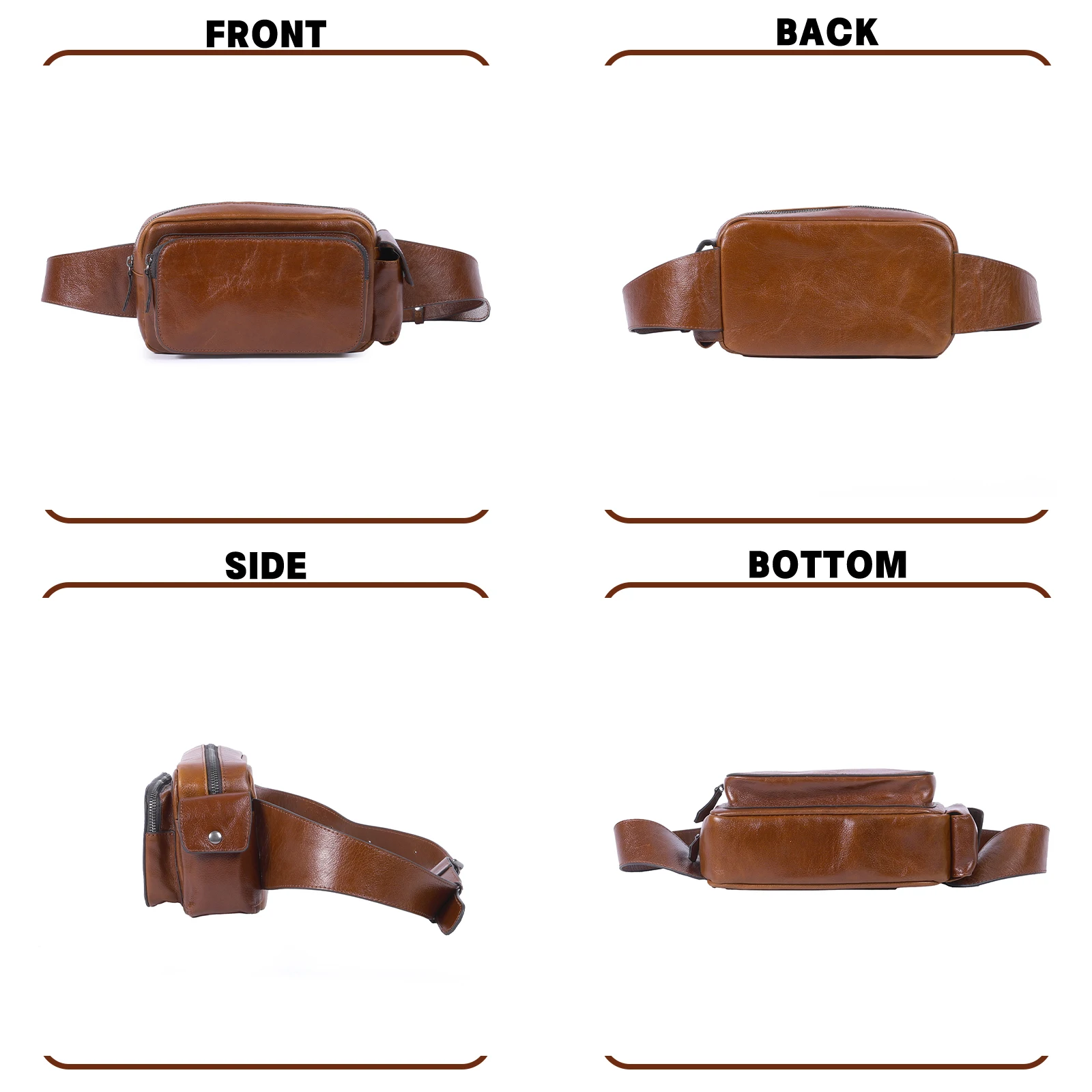 Vintage-Umhängetasche aus hochwertigem, pflanzlich gegerbtem Echtleder für Herren, modische Schultertasche, Motorrad-Umhängetasche – Detail 11