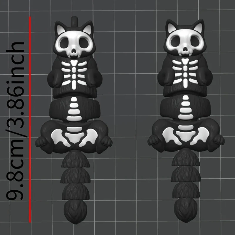 1 قطعة ثلاثية الأبعاد لعبة مطبوعة الهيكل العظمي القط المفاتيح شخصية مفتاح ديكور معلق لحقيبة الظهر سيارة قلادة هدايا عيد الميلاد الهالوين #5