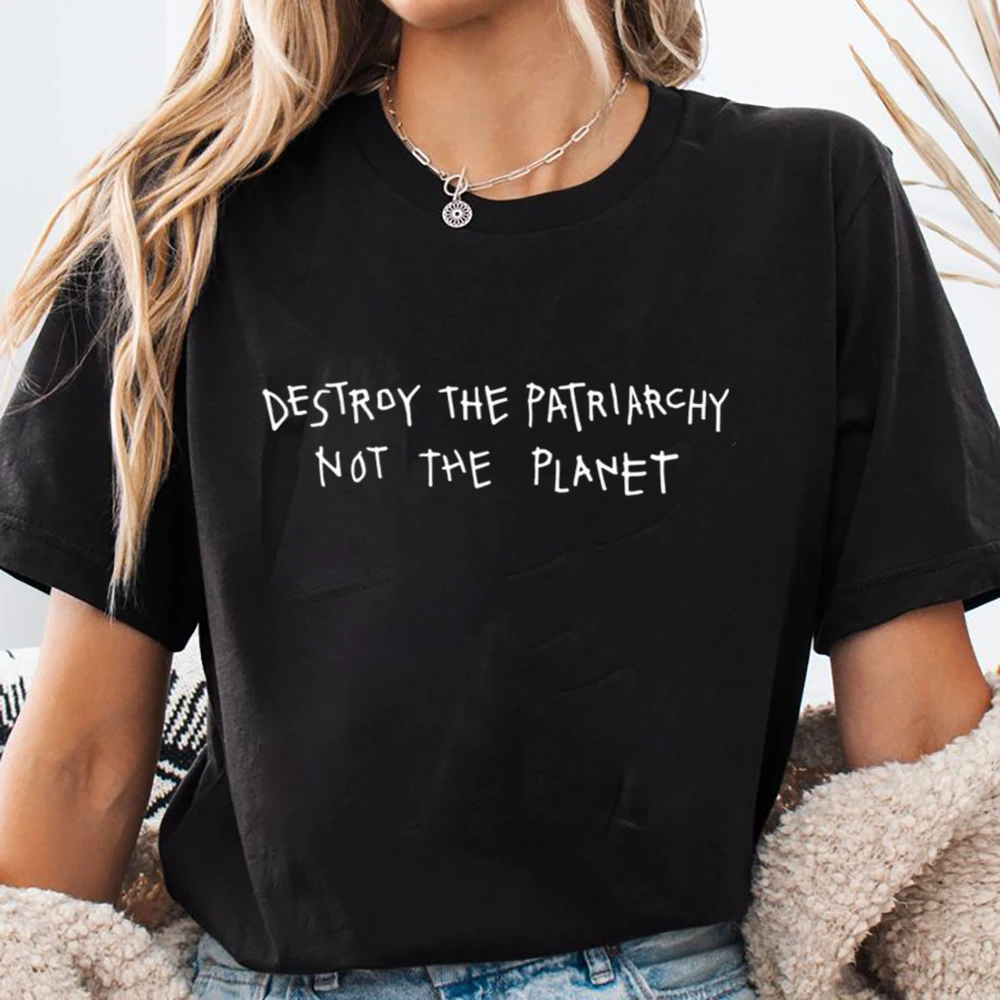 

Destroy The Pataialchy Not The Planet Letter Print Women Men T-Shirt Summer Fashion Hip Hop Punk Vintage Black T-Shirt Clothing