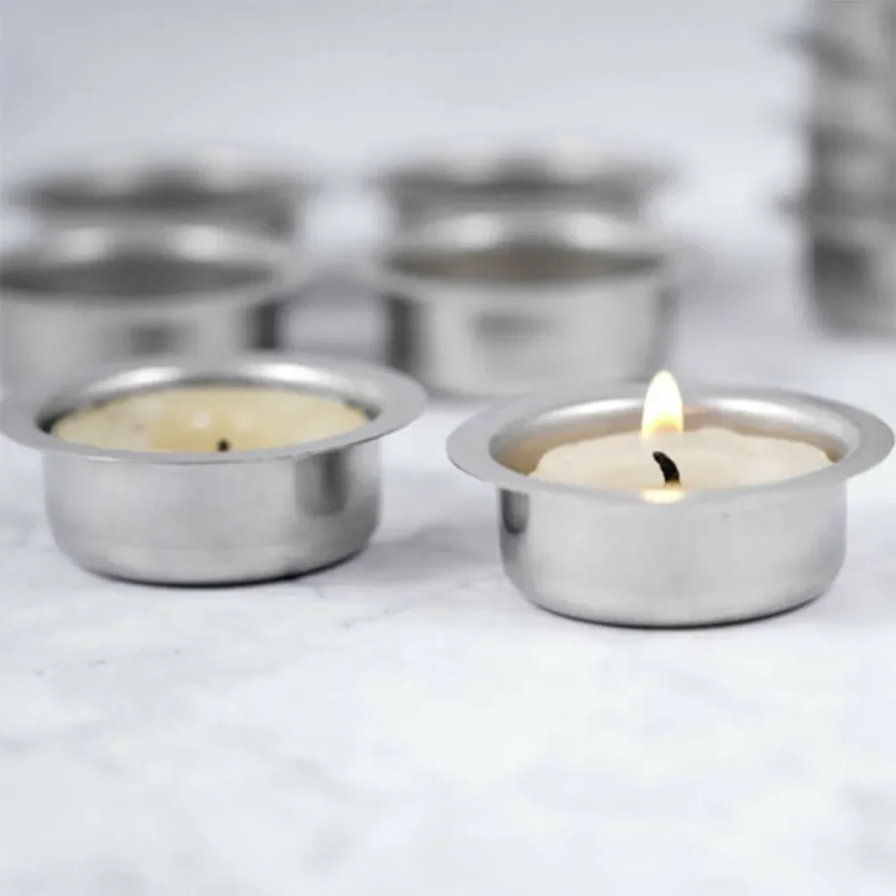 High Quality Candle Cups Stainless Steel Décor Hardware Metal Specifications 12pcs Accessories Candle Holder Complete Container