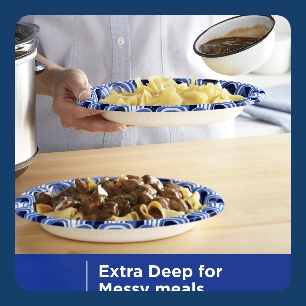 

Ultra Deep Dish Disposable Paper Plates, 28 oz, Multi-Color, 25 Count