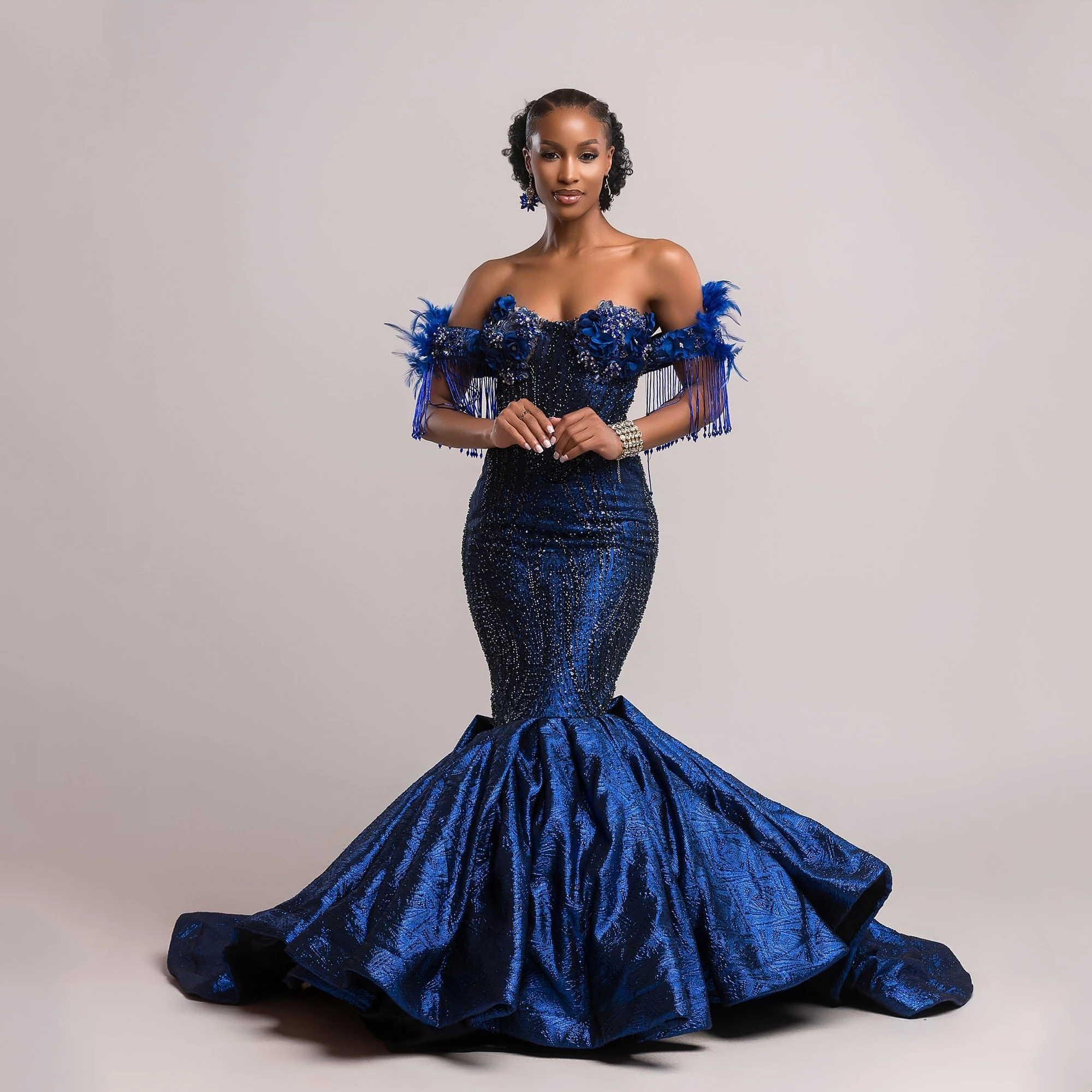 

Luxury Sweetheart Prom Dress 2025 Off Shoulder Sequin Feature Mermaid Evening Party Gowns Flowers robes de soirée Customized