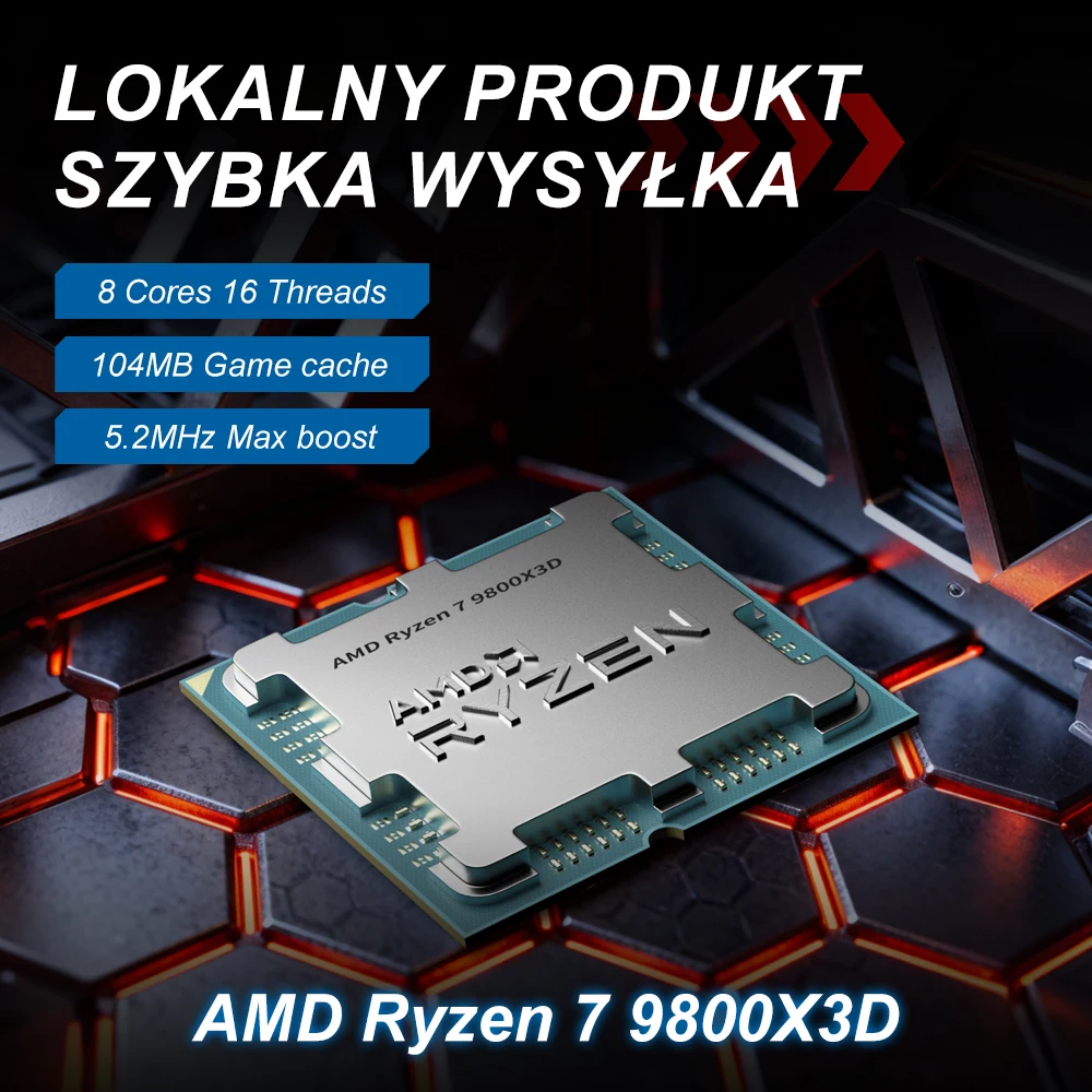 AMD Ryzen 7 9800X3D 120W 4NM 4.7GHz DDR5 8 cœurs 16 threads PCIe ®   Processeur 5.0 L3=96M R7 9800X3D Socket AM5 sans ventilateur