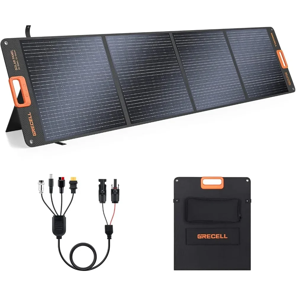 200W Portable Solar Panel for Power Station, Foldable Solar Charger w/ 4 Kickstands, IP65 Waterproof Solar Panel Kit