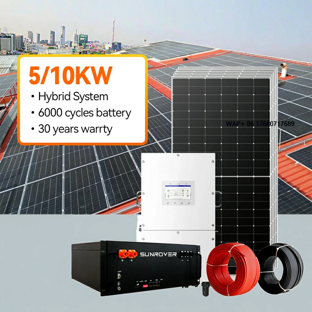 

Home Solar Power Kit 5kW 10kW Hybrid Inverter with Battery Backup