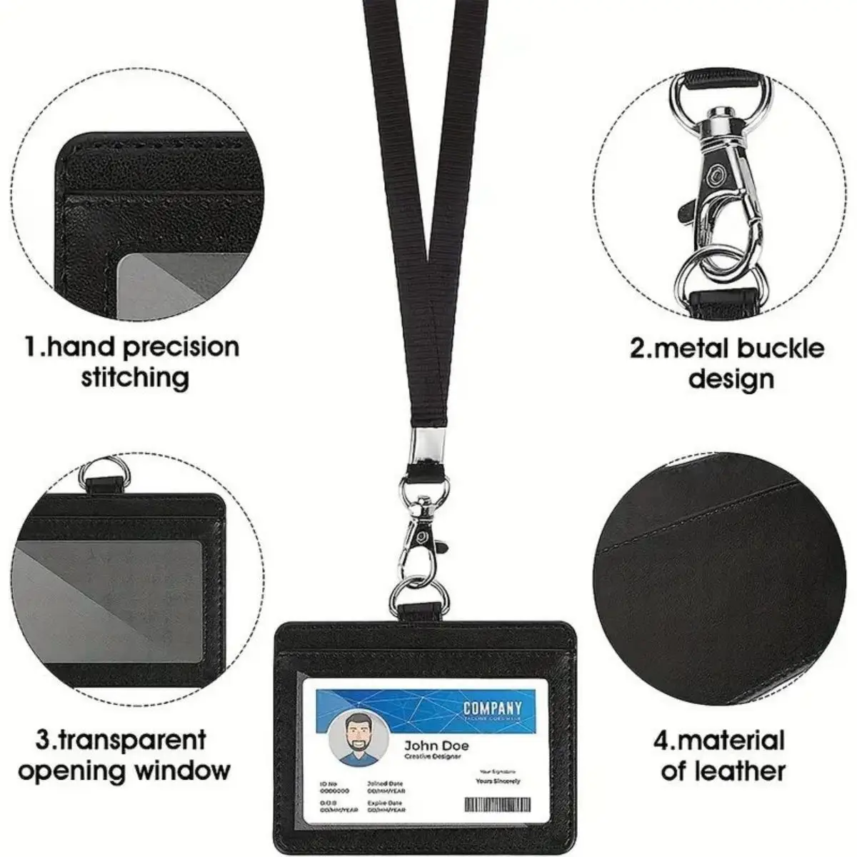 1 porte-badge horizontal avec cordon d'identification renforcé et corde en nylon améliorée - pour le bureau, l'école et les événements