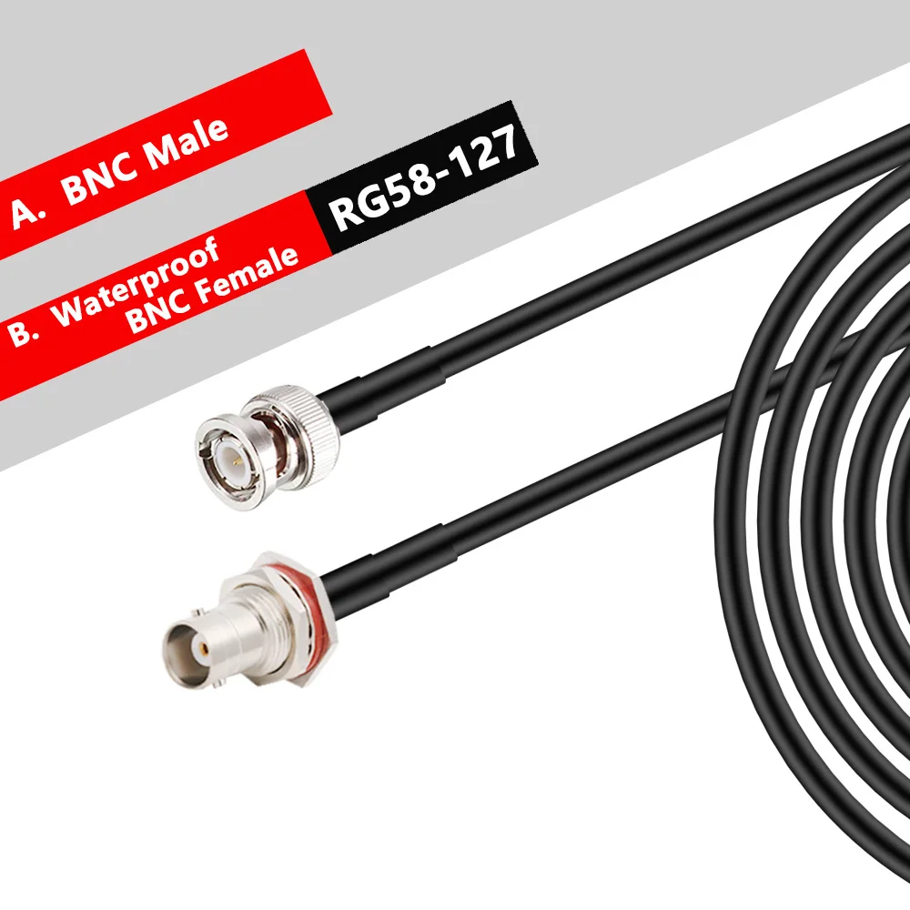 RG58 Cable BNC Male to BNC Male Waterproof BNC Female Bulkhead Crimp Coaxial Connector Pigtail Jumper Antenna Extension  Cable