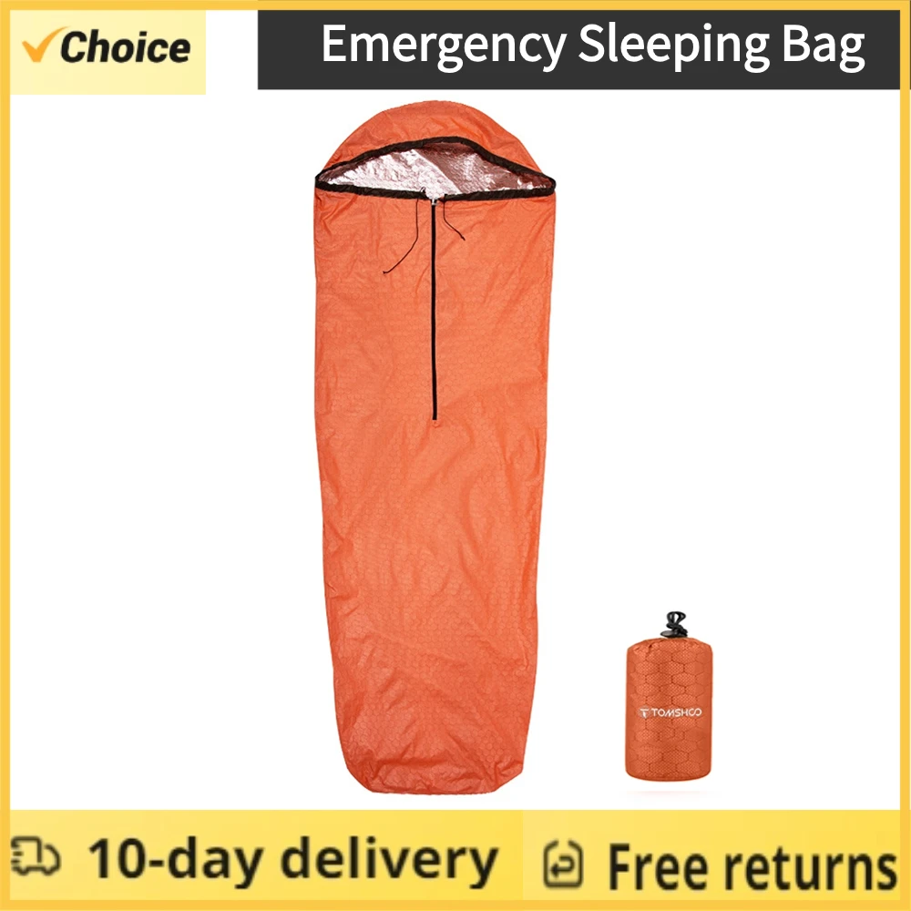 TOMSHOO Emergency Sleeping Bag Lightweight Waterproof Heat Reflective Thermal Sleeping Bag Survival Gear for Outdoor Camping