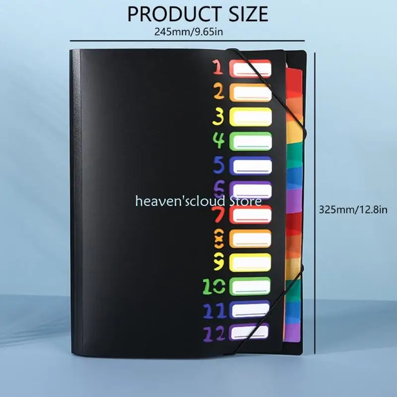 Y88B 2pcs/set Expanding File Folder 12-pocket Organ Documents Organiser Case for School Office Supplies