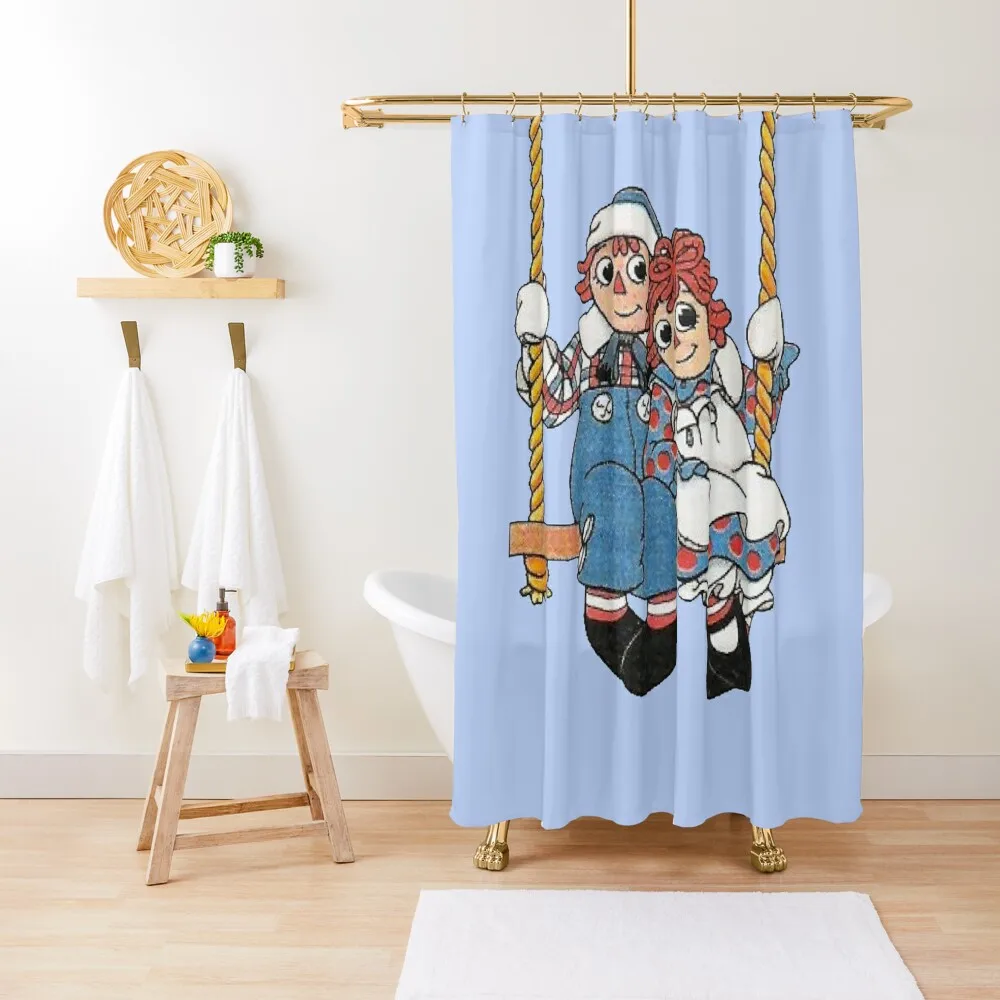 

Raggedy ann and andy on a swing Shower Curtain Shower Set Cover For Bathroom Waterproof Bath And Anti-Mold Curtain