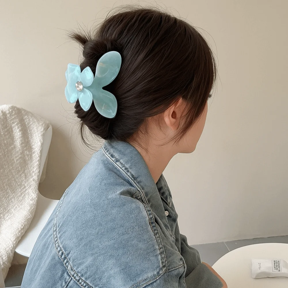 

Elegant Acetic Acid Hair Claw Acetate High Ponytail Clip French Shark Clip Trendy Korean Style Flower Hair Crab Clip