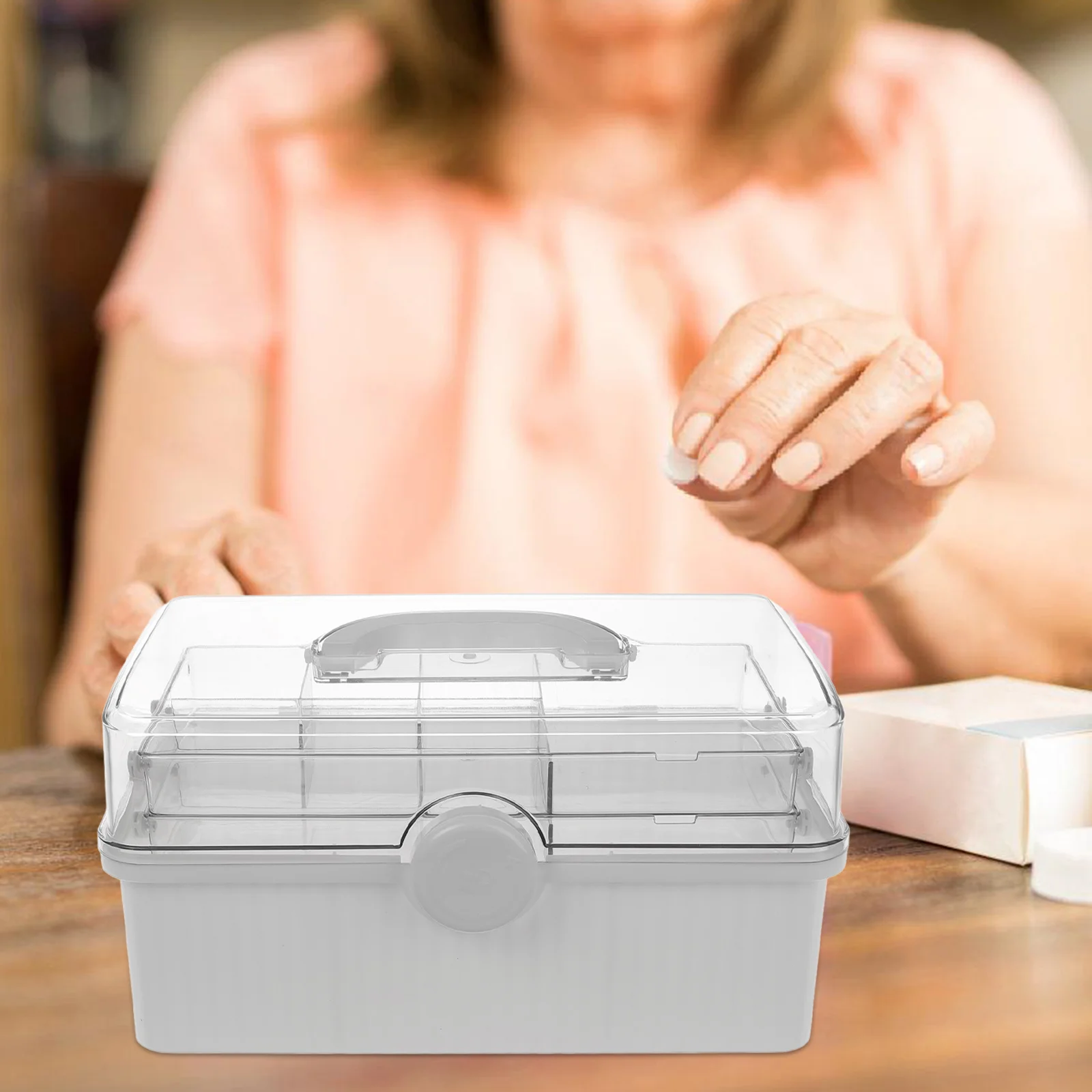 سعة كبيرة صندوق تخزين طبي مقبض محمول صندوق منظم الأدوية المنزل السفر سطح المكتب حقيبة للتخزين منظم الخياطة