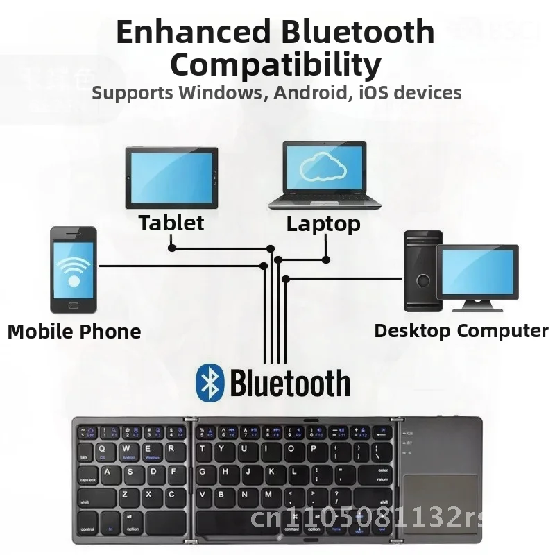 

Foldable Bluetooth Keyboard B033 Wireless Silent Touch Keyboard for iPad Tablet Huawei Mobile Phone - Portable Office Keyboard
