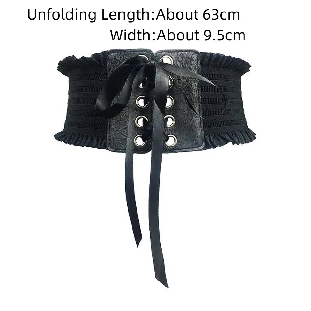 Fashion Adjustable Elastic Pleated Cummerbunds Polyester Strap Rope Wide Corset Waistband PU Soft Elastic High Wide Belt Gift