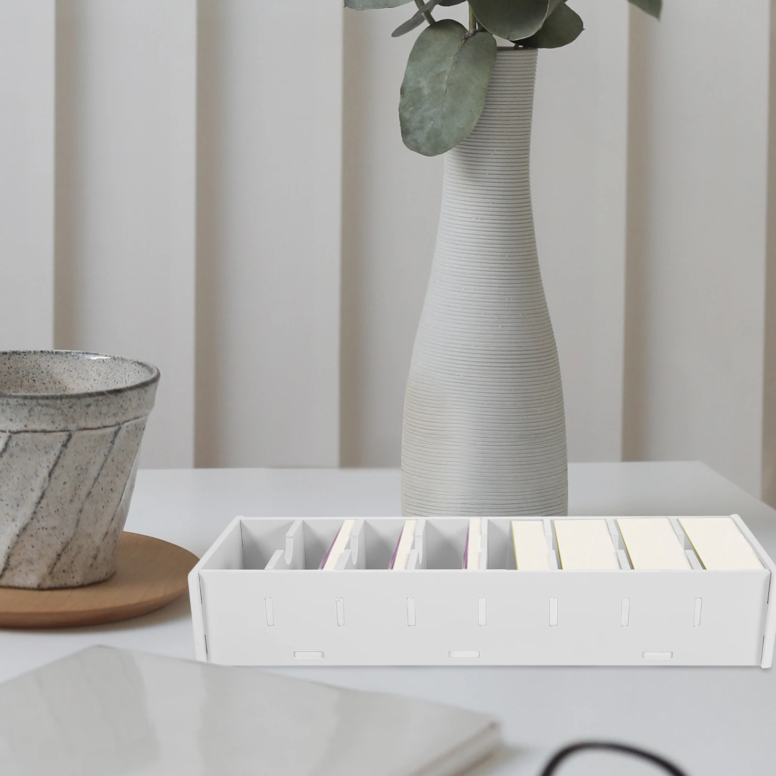 

White Multilayer Business Card Storage Case Desktop Organizer Stand Box Holder Waterproof for Office Meeting Use