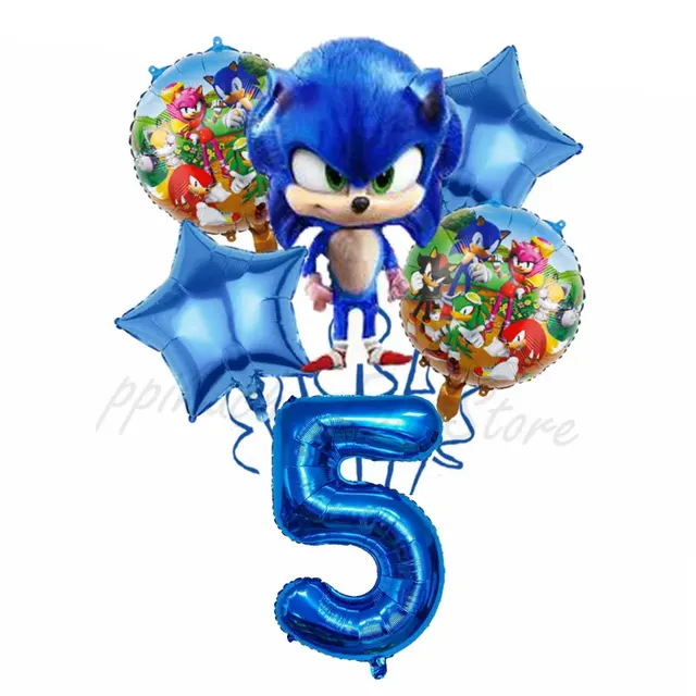 ערכת בלונים דיגיטלית בעיצוב Sonic כחול לילדים