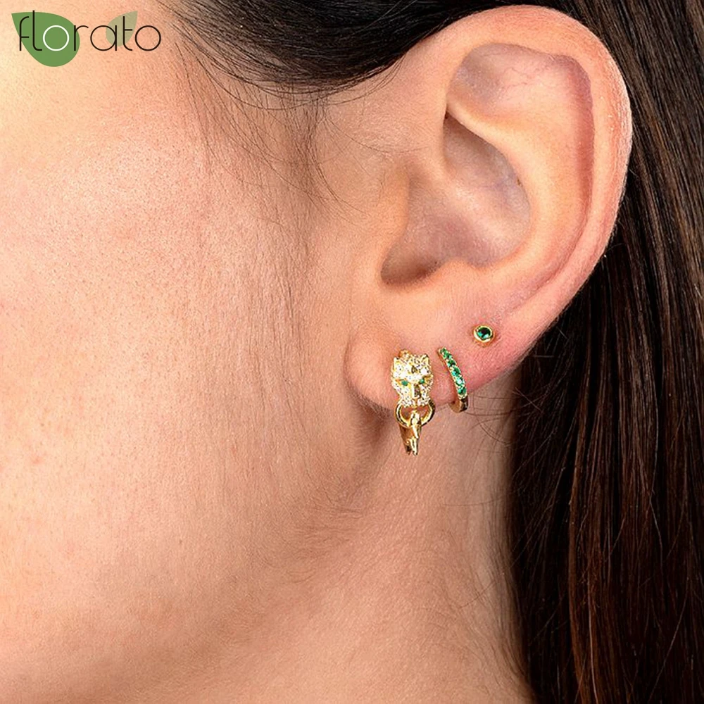 925 Sterling Silver Needle Luxury 18K Gold Hoop Earrings for Women Trendy Leopard Animal Earrings 2024 New Jewelry Wholesale
