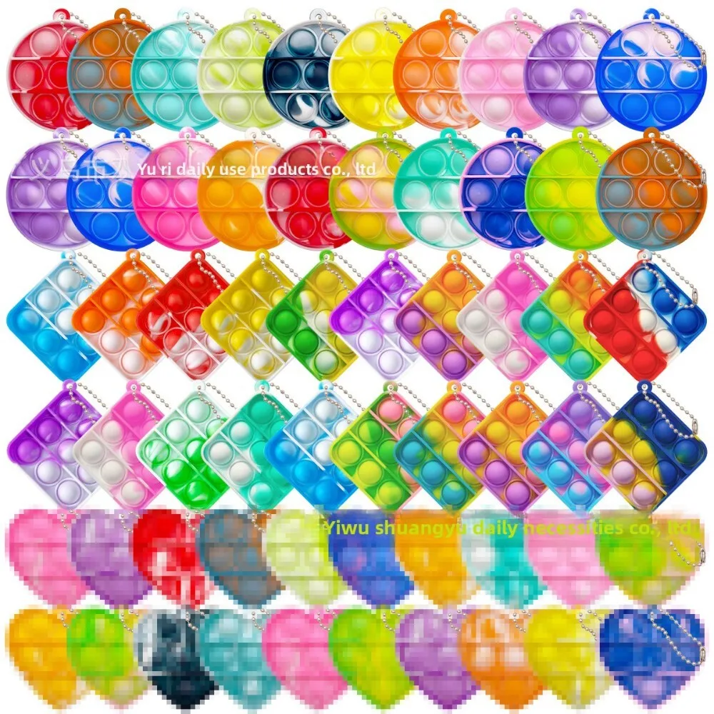 Silicone Square Pop It Fidget Keychain Bubble Sensory Stress Relief Toy for Anxiety Relief Durable Cute Pendant for Daily Use