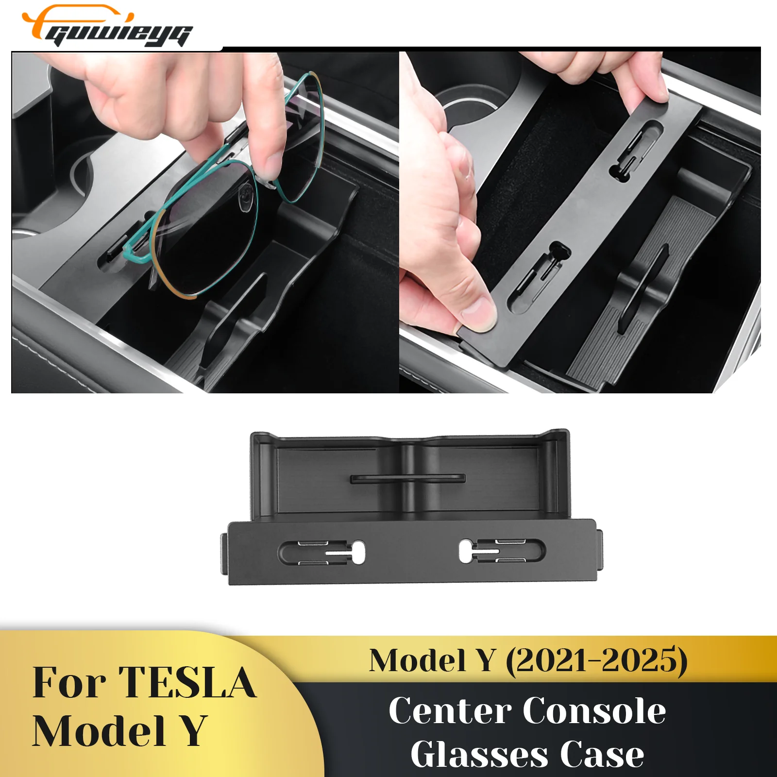 

Ящик для хранения очков на центральной консоли Tesla Model Y/3 (черный) — TPE/силикон, подходит для 2021-2025 Y и 2021-2022 3