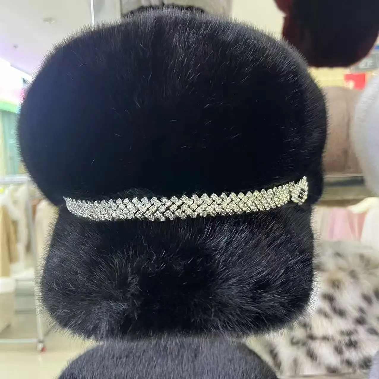 

Winter Hat For Women Fashion Faux Fur Fluffy Duck Tongue Hat Female Warm Ear Protection Hats Outdoor Thicken Wind Snow Caps