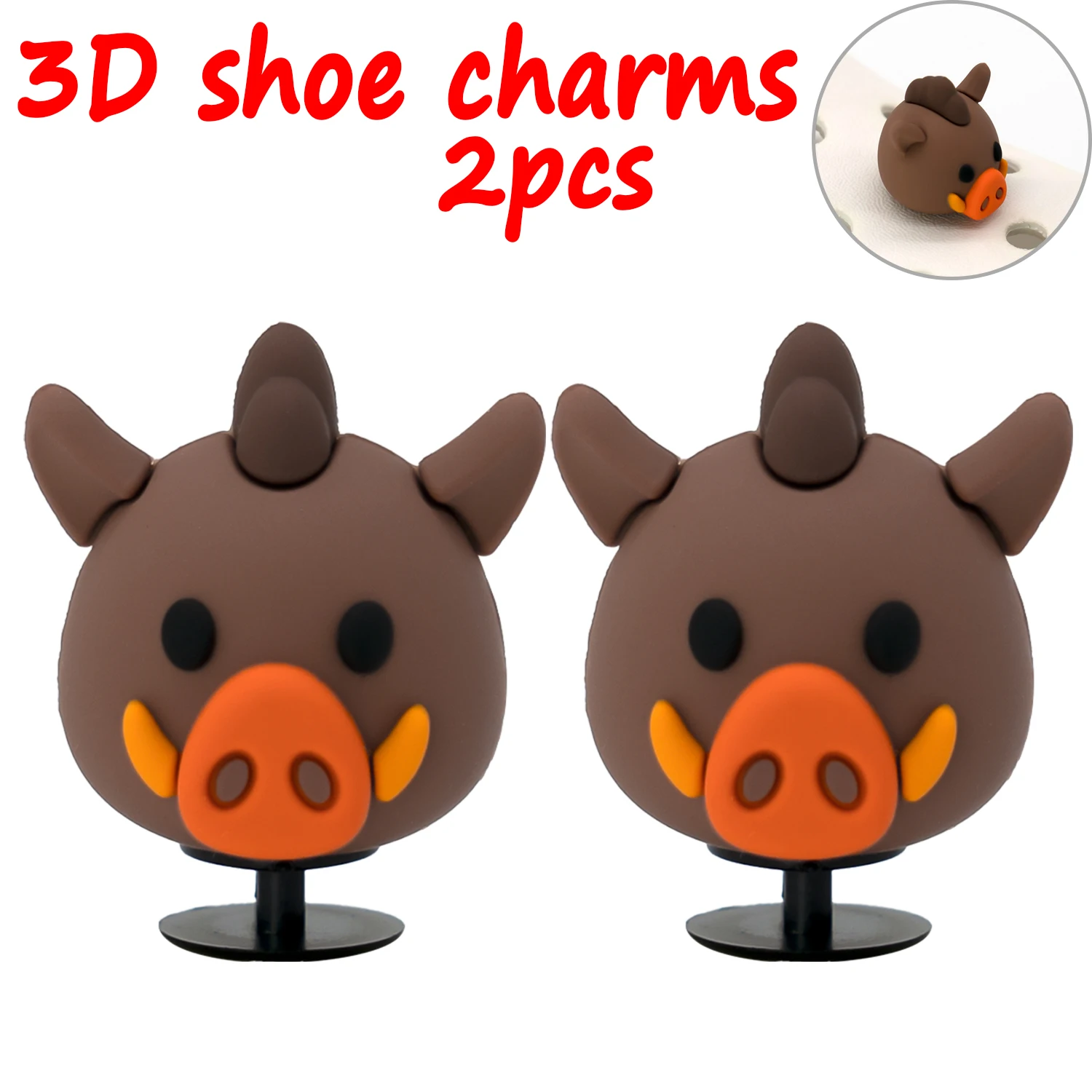 2 Stück 3D niedliche Tier-Schuhanhänger, Ente, Biene, Dinosaurier, Hund, Schuhdekorationen, Panda, Kuh, Anstecknadeln für Mädchen, Jungen, Kinder, Geschenke, Clog-Schnalle – Detail 26