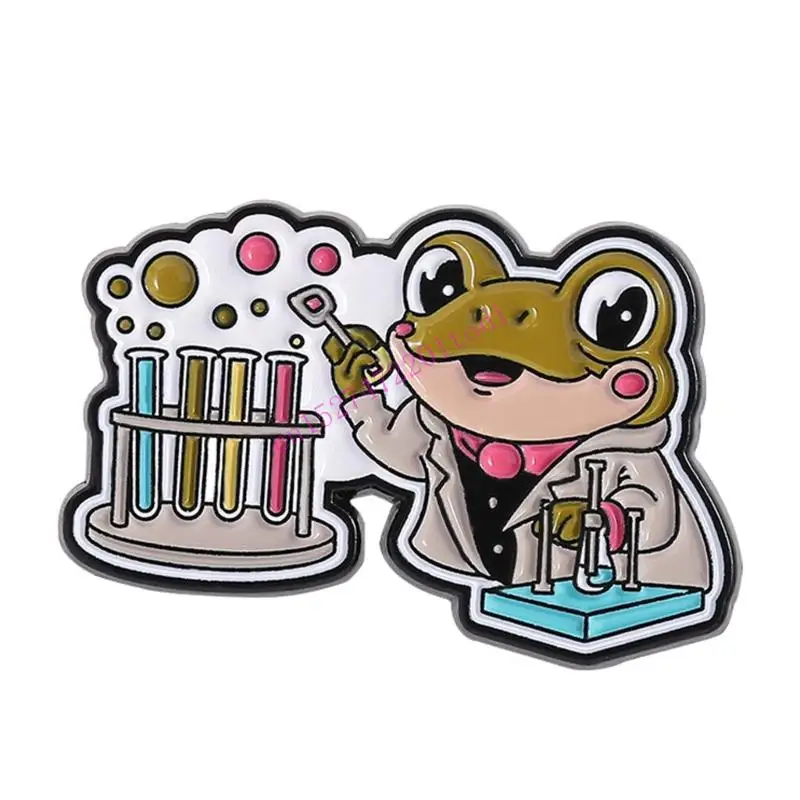 Science Enthusiast Animal Frogs Brooch Including Microscope Test Tube M76B