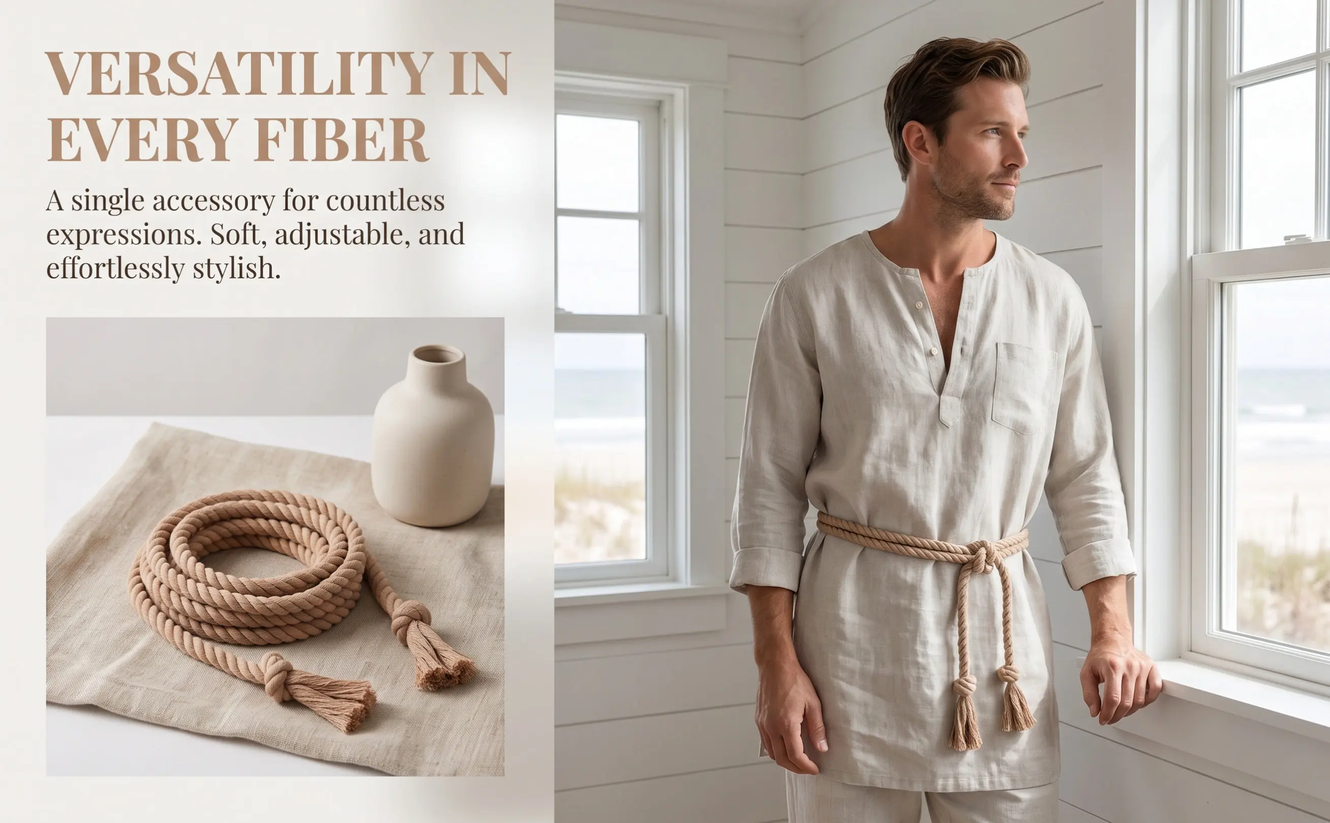 Pastor Waist Belt Cotton Linen Adjustable Waist Belt for Pants Robe Costume Stage Cosplay Belts for Pastor Costume Accessory