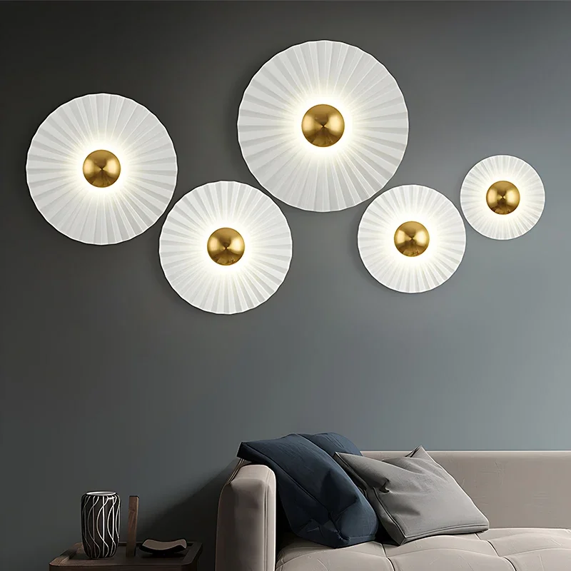 

Modern Led Wall Light Nordic Creative Color Living Room TV Home Decor Bedside Foyer Corridor Round Iron Wall Lamp