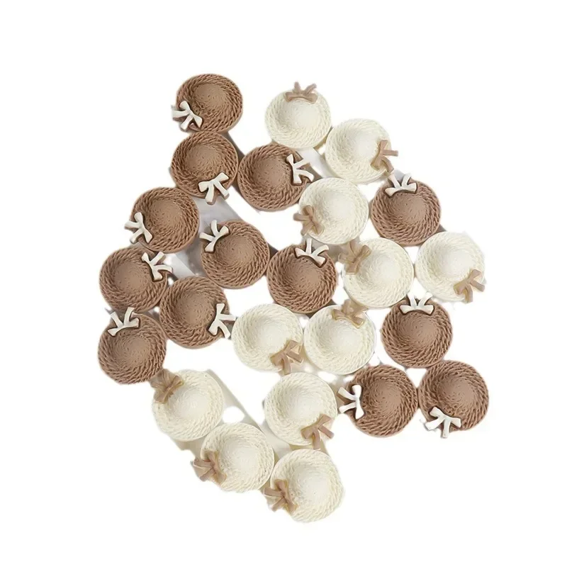20/100pcs New resin accessories straw hat series creative diy handmade mobile phone shell hairpin hair decor materials