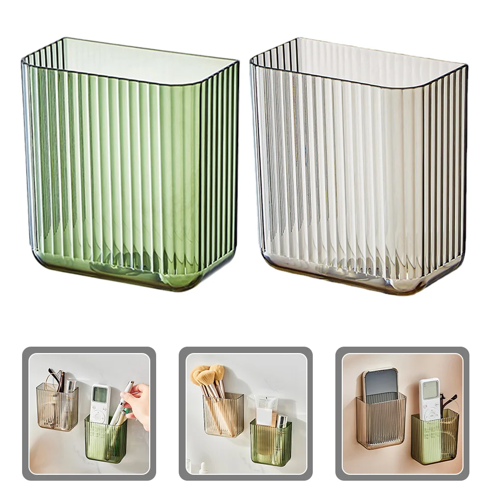 2 Pcs Wall Mounted Remote Control Box Storage Boxes Organizer Stand Air Conditioner Controller Holder Adhesive