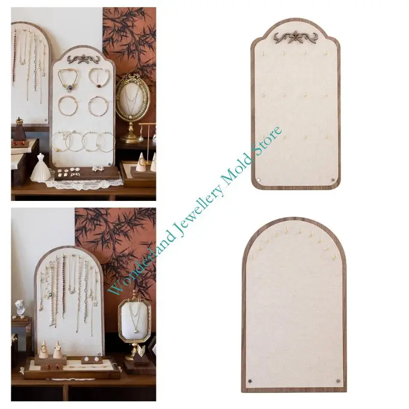 

H7EB подставка для ювелирных изделий, деревянная вешалка для ожерелья с регулируемыми слоями, органайзеры для браслетов из для