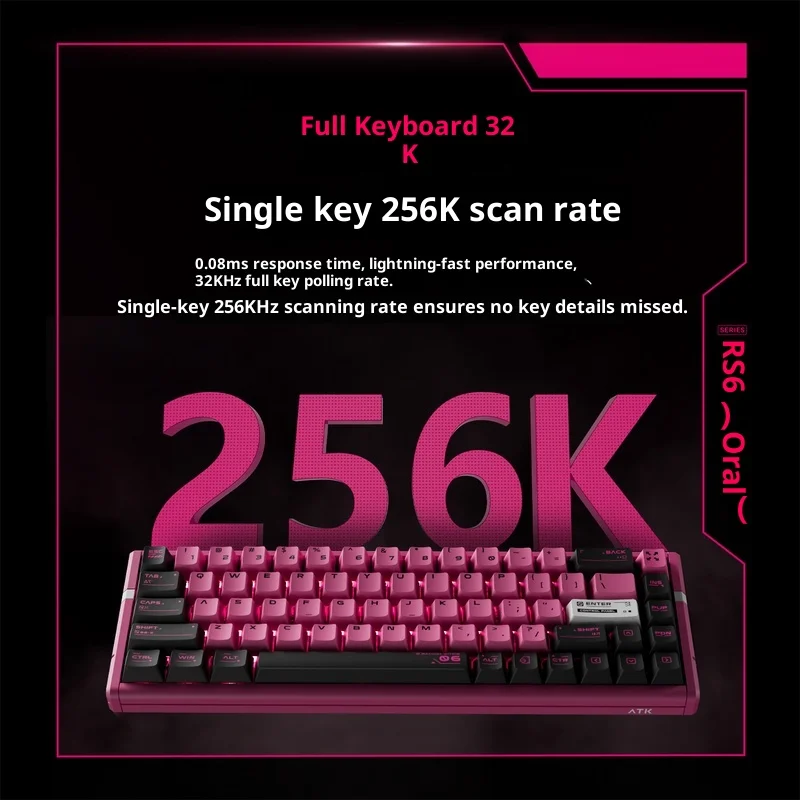 لوحة مفاتيح أصلية Atk Rs6 ذات محور مغناطيسي احترافية للرياضات الإلكترونية لوحة مفاتيح كمبيوتر ميكانيكية من الألومنيوم لوضع واحد عالي الجودة