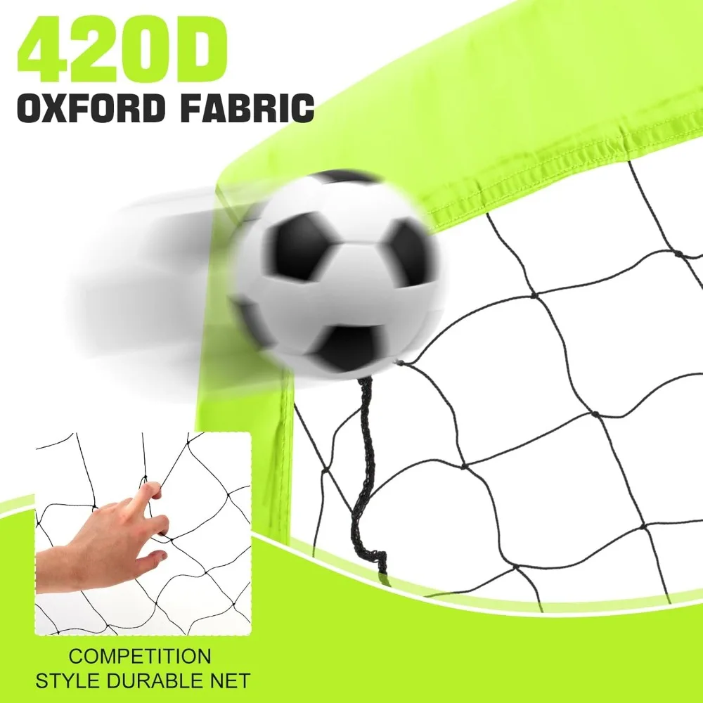 هدف كرة قدم محمول قابل للطي مقاس 5 × 3 أقدام مع حقيبة حمل، شبكة تدريب داخلية وخارجية للأطفال والشباب والكبار #4