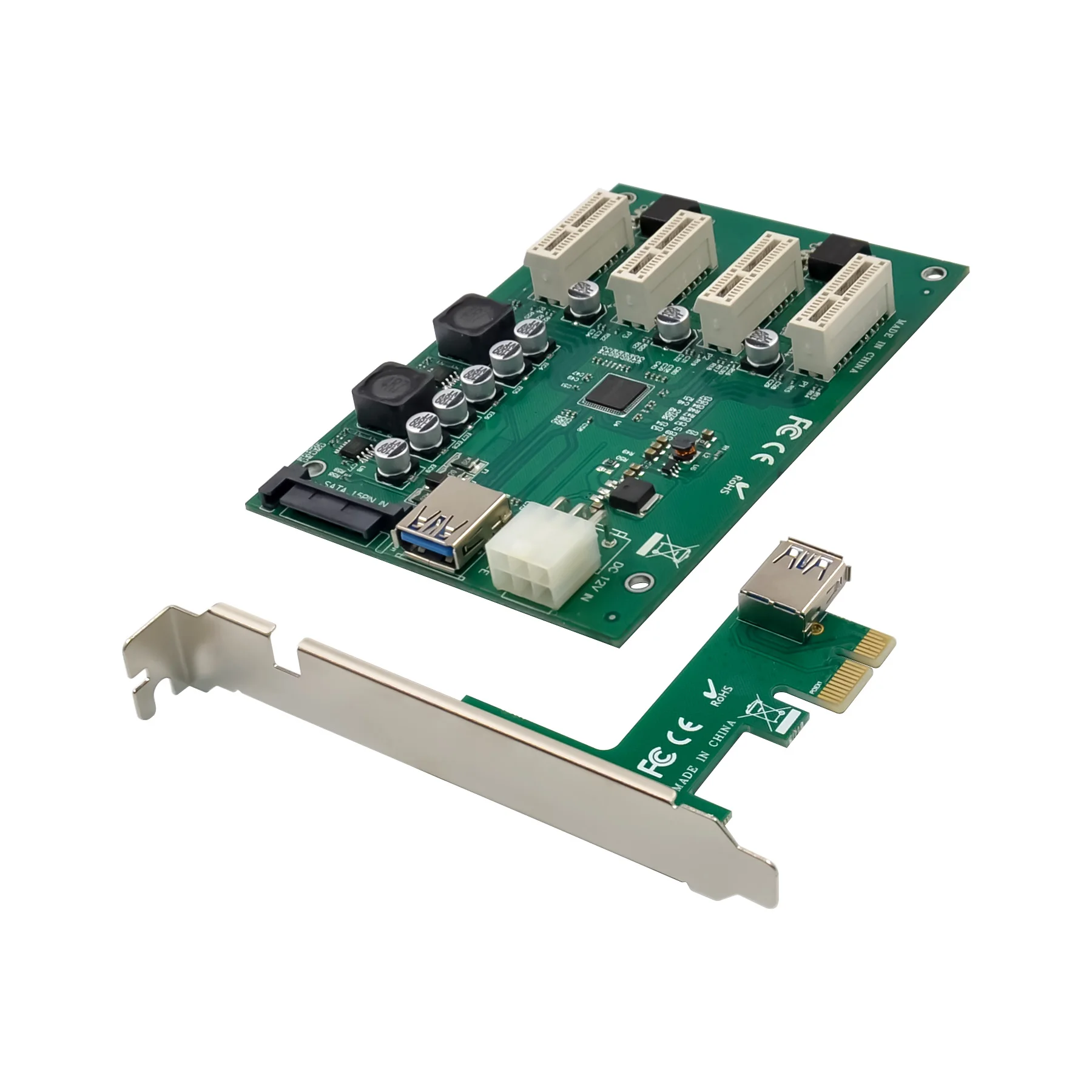 sunweit-new-asm1184e-pcie-1x-1-to-4-pci-e-1x-スロット拡張ライザーカード（gpu用）在庫あり