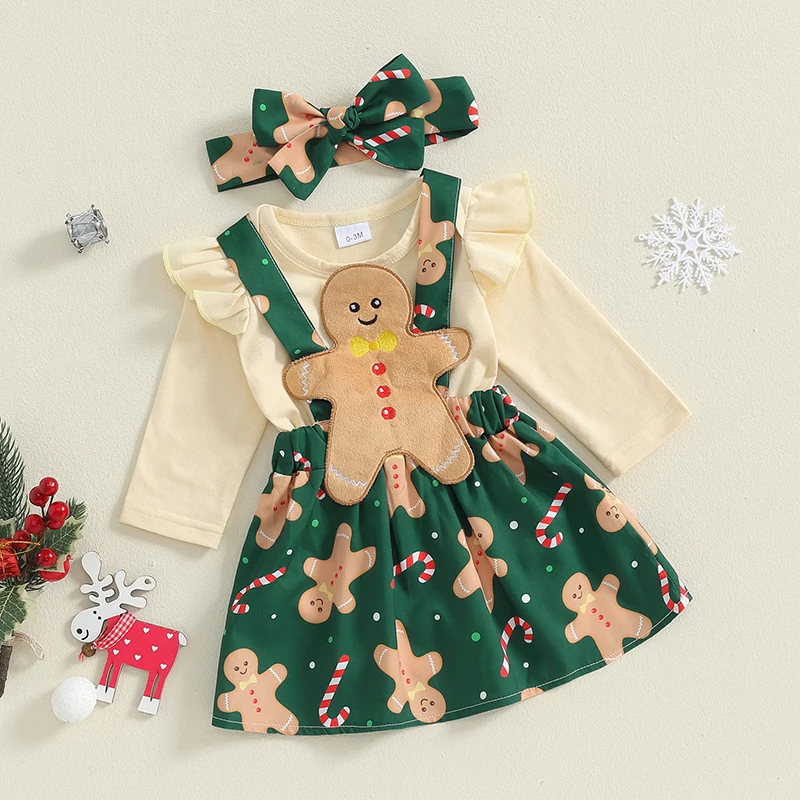 2025 Christmas Baby Girl Outfit Newborn Romper Skirts Set Fall Winter Infant Christmas Dress Overall Clothes