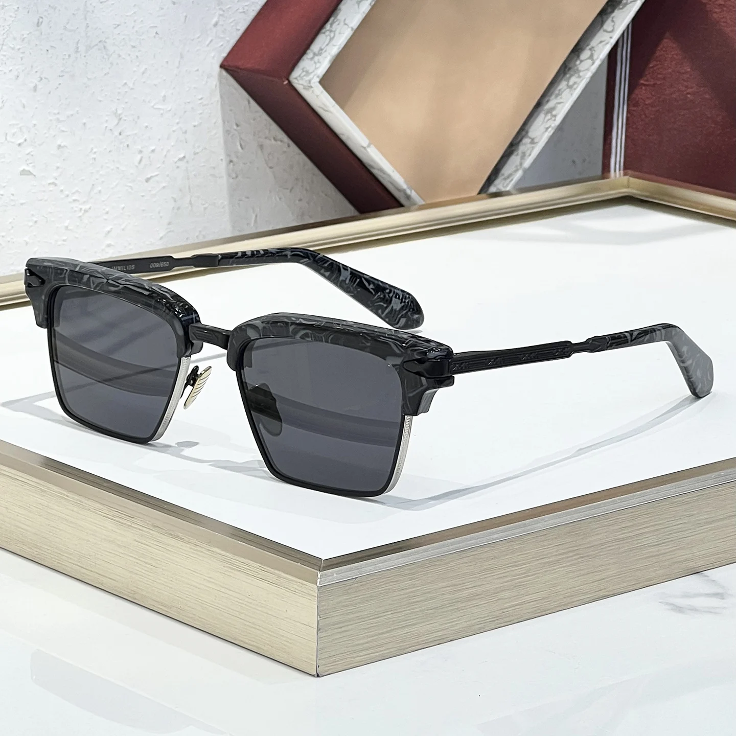 أزياء بوتيك ألين عطلة مربع اليابانية اليدوية ألياف خلات الرجال النظارات الشمسية الفاخرة في الهواء الطلق ارتداء نظارات النساء الحمراء