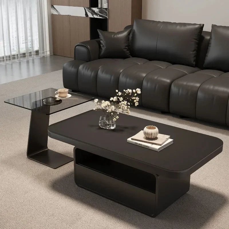 Simple Italian rectangular rock slab coffee table designer household living room light luxury high-end small apartment  table